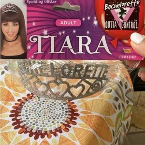 Bachelorette Glittered Silver Metal Tiara
With Hearts New